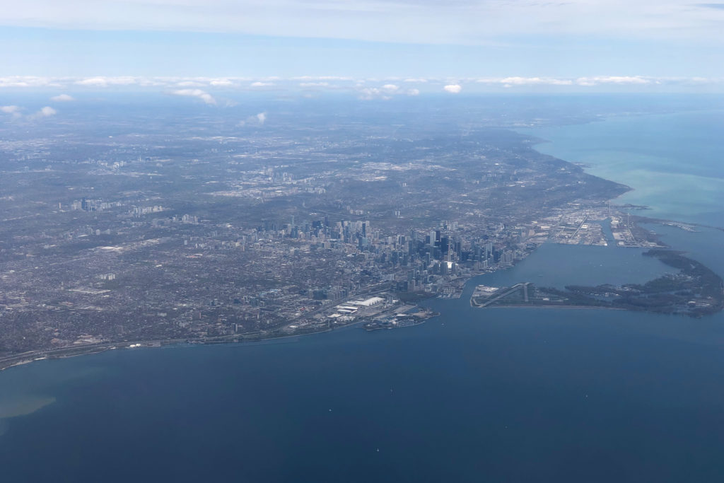 Approaching Toronto, over Lake Ontario